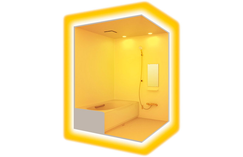 バスルームの天井・壁・床全体に保温機能のある材料を仕様して浴室の保温性を向上させる事が出来ます。